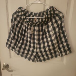 Free People Black and White Gingham High Waist Shorts